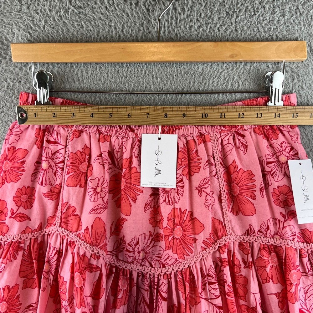 New Jessica Simpson Romana Ruffle Skirt Sea Pink Delicate Floral Mini Skirt  M - Picture 6 of 10